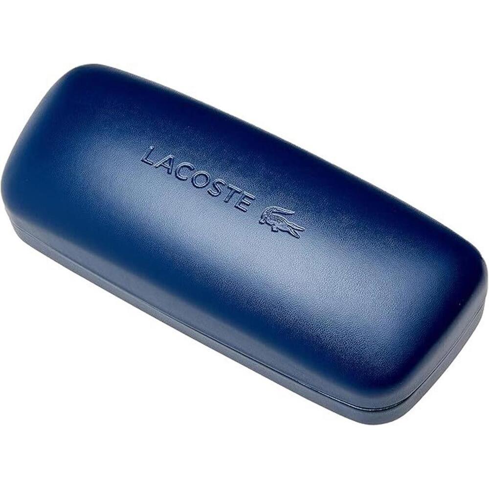 Lacoste Sunglasses Eyeglasses Hard Case, Faux Leather Eyewear Case, Blue